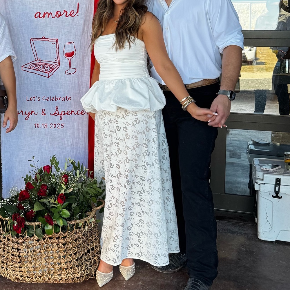 DISSH Strapless White Peplum Dress